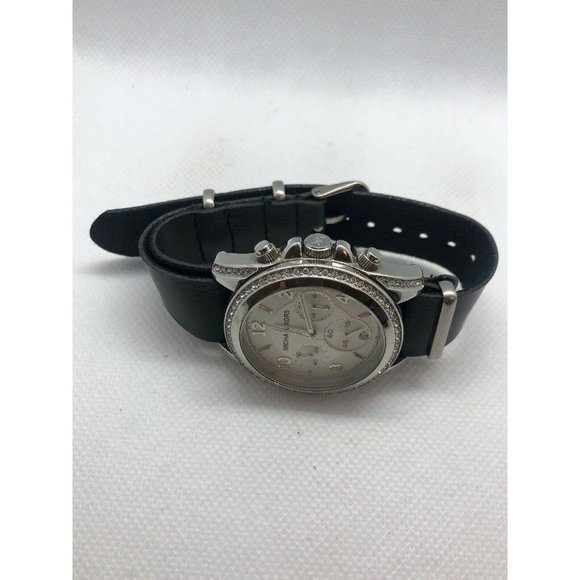 Michael Kors MK5165 Unisex Black Leather Analog Di main image 4